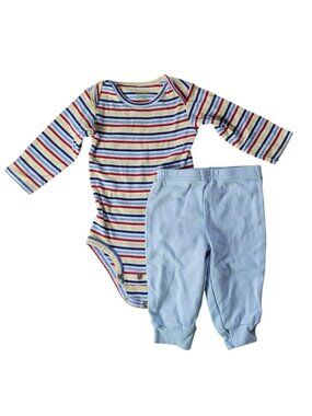 Carter's Child of Mine 2 Piece Set Blue Multicolor 3-6M Striped Bodysuit Pants